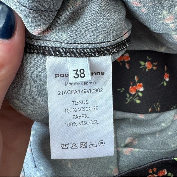 Paco Rabanne- Black Silk Floral Ruffle Mini Shorts - Picture 7 of 9